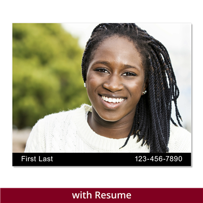 Headshot Style P - Name & Phone Number with Resume